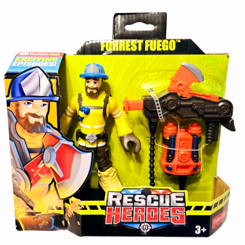 NIB *Fisher Price RESCUE HEROS Forrest Fuego Fire Rescue Cadet 6" Action Figure