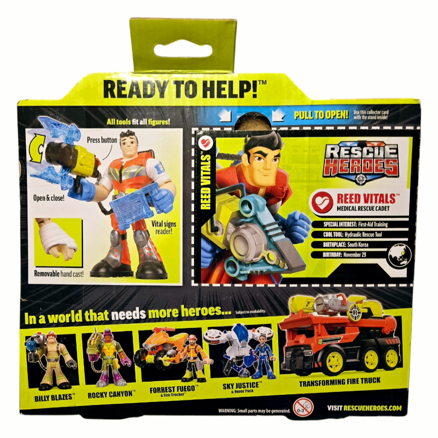 NIB *Fisher Price RESCUE HEROS Reed Vitals 6" Action Figure w/ Accessories