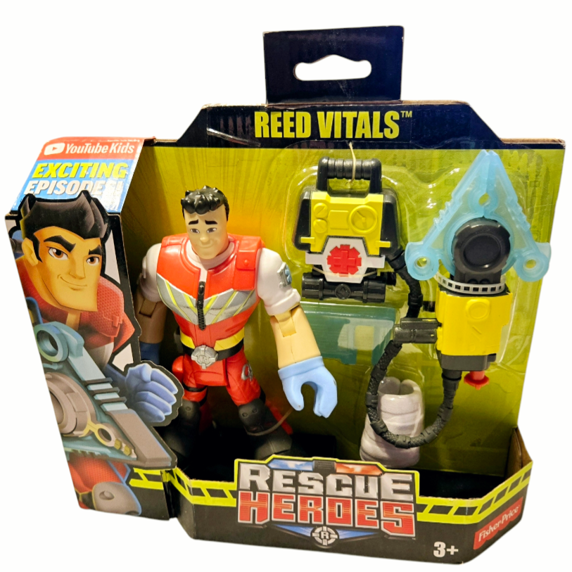 NIB *Fisher Price RESCUE HEROS Reed Vitals 6" Action Figure w/ Accessories