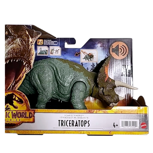 NIB *Mattel Jurassic World Domination Triceratops 10" Long Toy Roar Strikers 2022