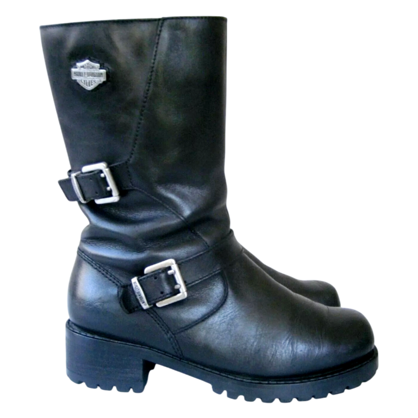 Harley-Davidson Women's Black Motorcycle Zipper Addison Boots (sz 8.5) #84174