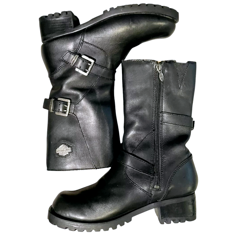 Harley-Davidson Women's Black Motorcycle Zipper Addison Boots (sz 8.5) #84174