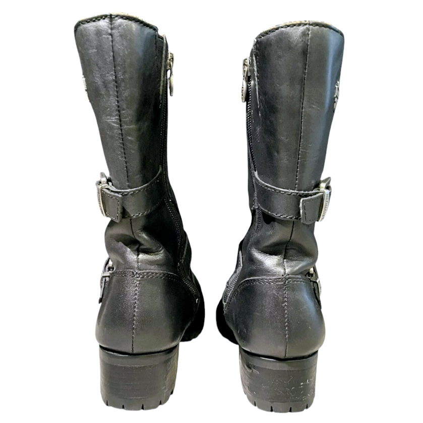 Harley-Davidson Women's Black Motorcycle Zipper Addison Boots (sz 8.5) #84174