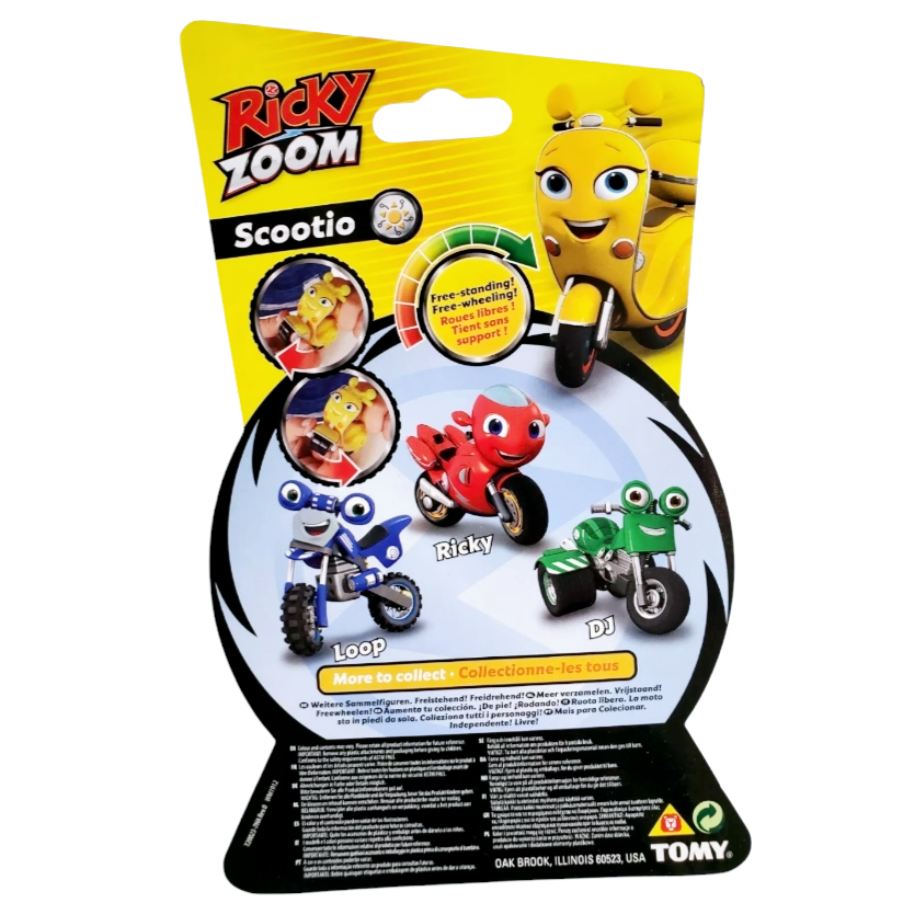 NIB *THREE (3) Ricky Zoom Scooters 4" Action Figure Toys Scootio, DJ, Loop