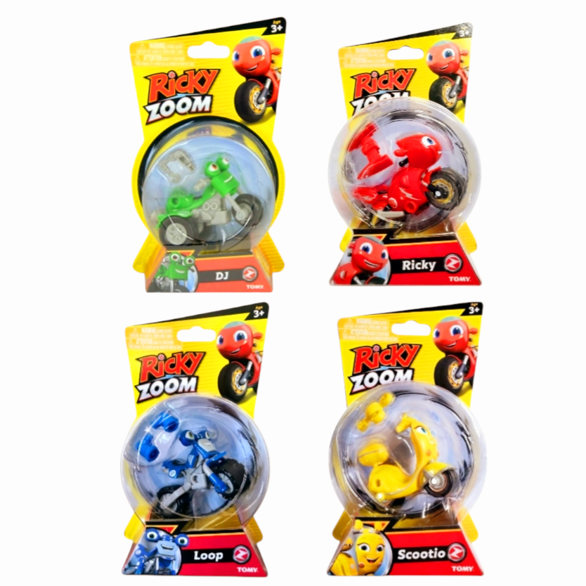 NIB *FOUR (4) Ricky Zoom Scooters 4" Action Figure Toys Scootio, Ricky, DJ, Loop