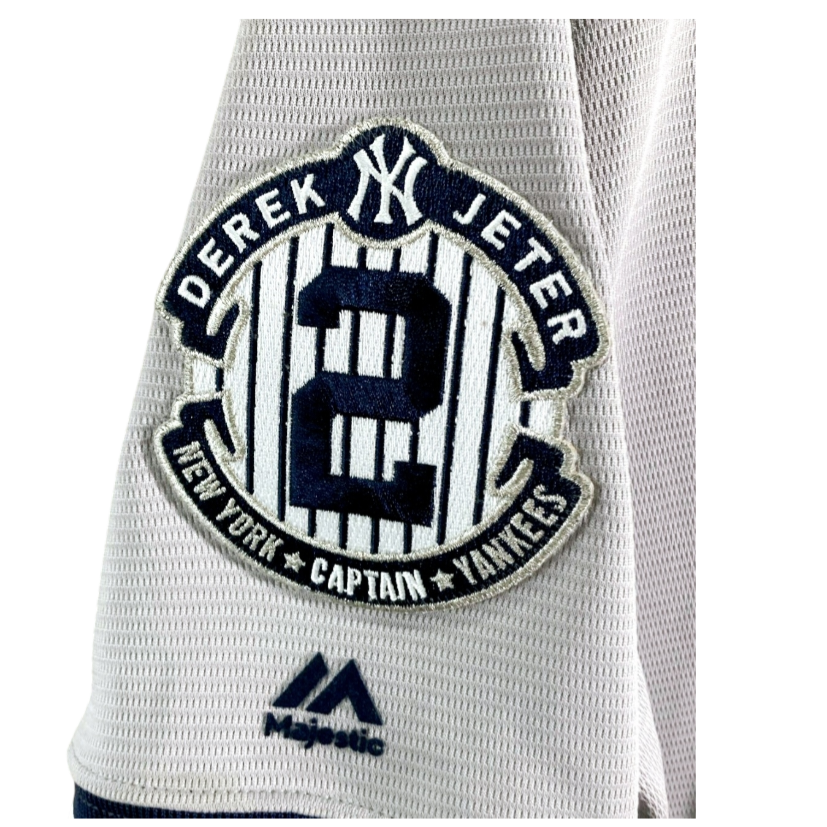 NWT *Majestic NY Yankees DEREK JETER #2 Captain Patch MLB Gray Away Jersey (S)