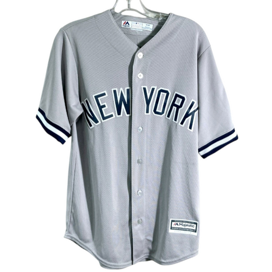 NWT *Majestic NY Yankees DEREK JETER #2 Captain Patch MLB Gray Away Jersey (S)