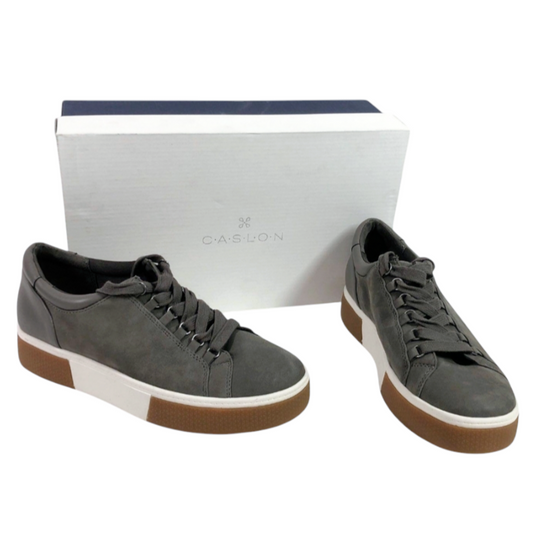 NIB *Caslon Women's Andes Grey Sneakers Granite Leather Walking Shoes (size 6.5)