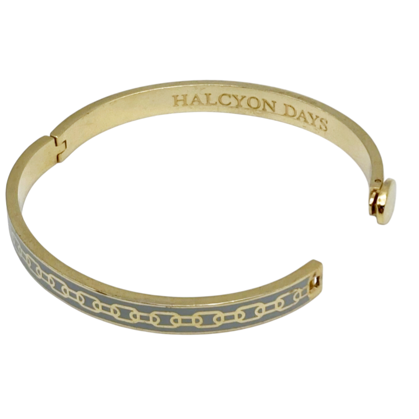 Halcyon Days *Skinny Chain (Cream & Gold) Hinged Bangle Bracelet #HBSCH0506G