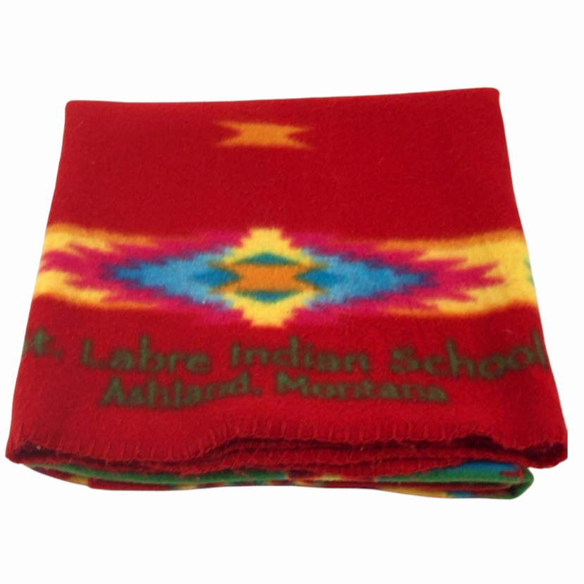 Great *St. Labre Indian School Ashland, Montana Red Fleece Throw Blanket (48" x 35")