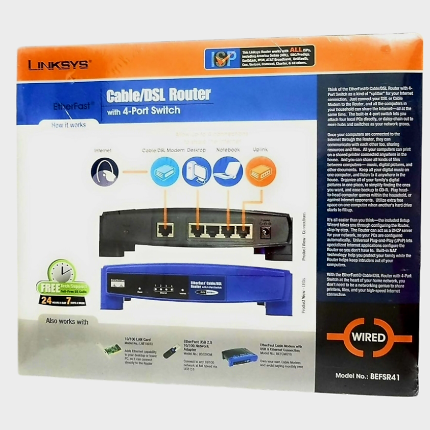 NIB *Linksys BEFSR41 EtherFast Cable/DSL Router w/ 4-Port Switch