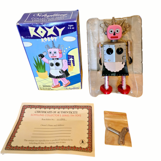 NIB *Schylling 2003 Roxy Robot "Maid" Tin Wind Up Toy w/ COA & Key, Ltd. Ed.