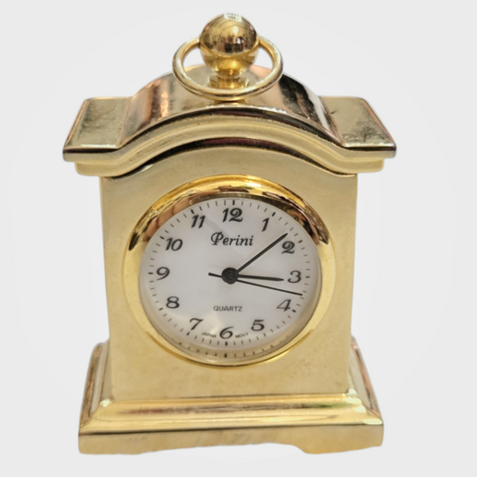 Vintage *Perini Miniature Brass Carriage/Mantle Clock