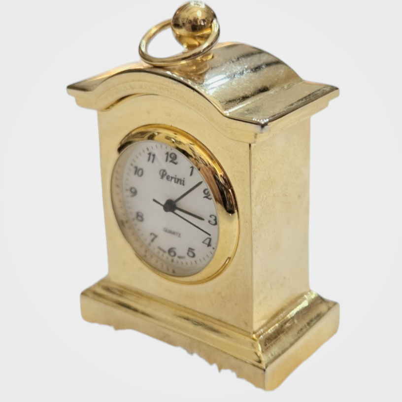 Vintage *Perini Miniature Brass Carriage/Mantle Clock