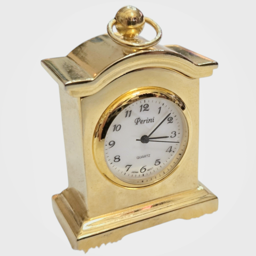 Vintage *Perini Miniature Brass Carriage/Mantle Clock