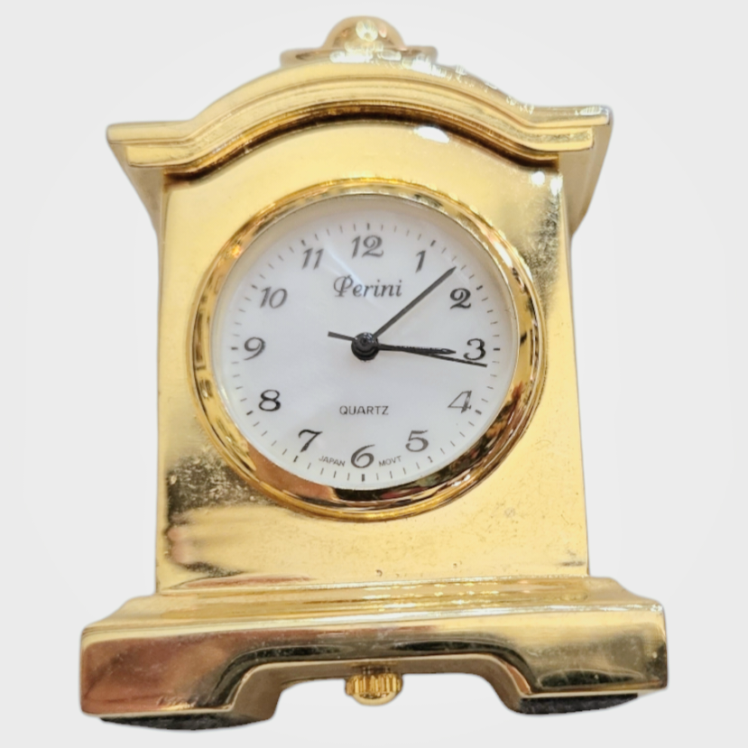 Vintage *Perini Miniature Brass Carriage/Mantle Clock
