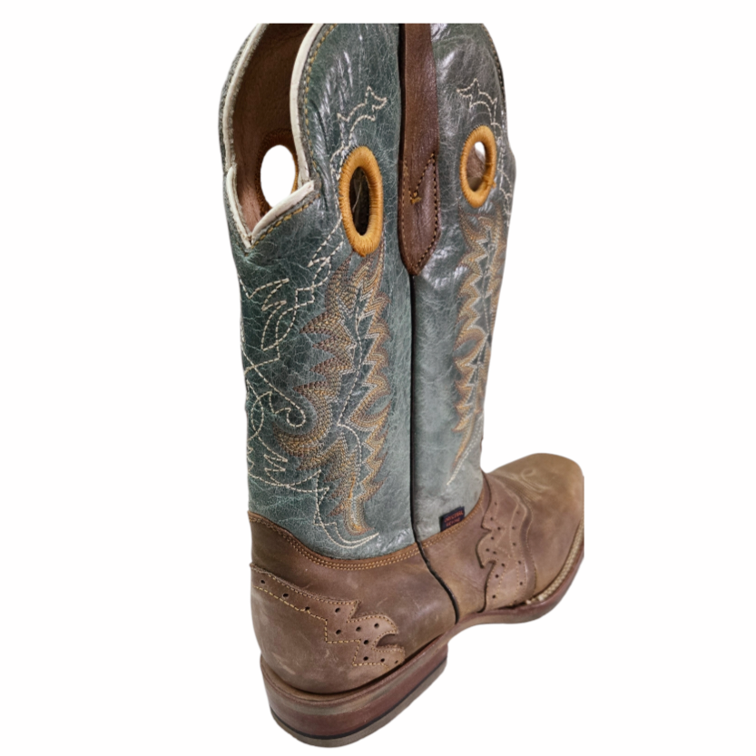 Original Men's Reyme Longhorn Boots Sz 12.5 Brown & Turquoise Rubber Soles