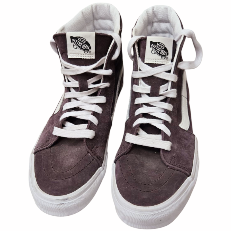 Van's Sk8-Hi Skate Shoe Suede Canvas Casual Sneaker Brown/White (sz M8/W9.5)