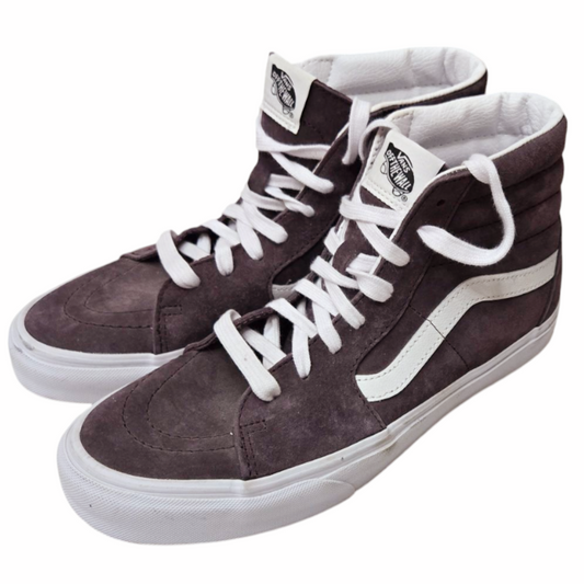 Van's Sk8-Hi Skate Shoe Suede Canvas Casual Sneaker Brown/White (sz M8/W9.5)