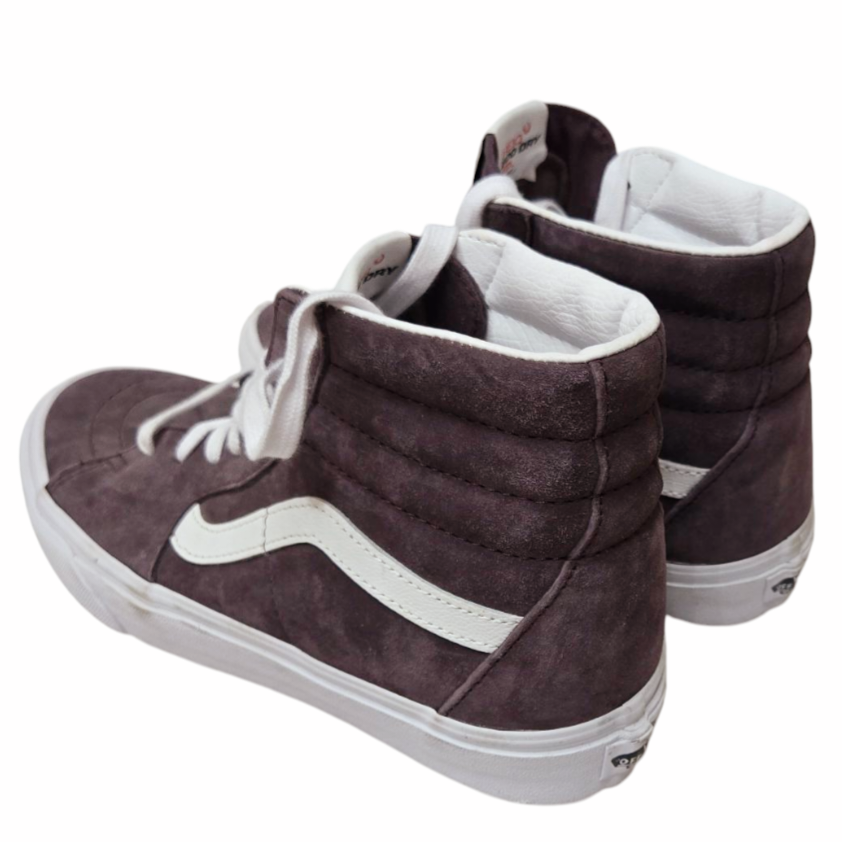 Van's Sk8-Hi Skate Shoe Suede Canvas Casual Sneaker Brown/White (sz M8/W9.5)