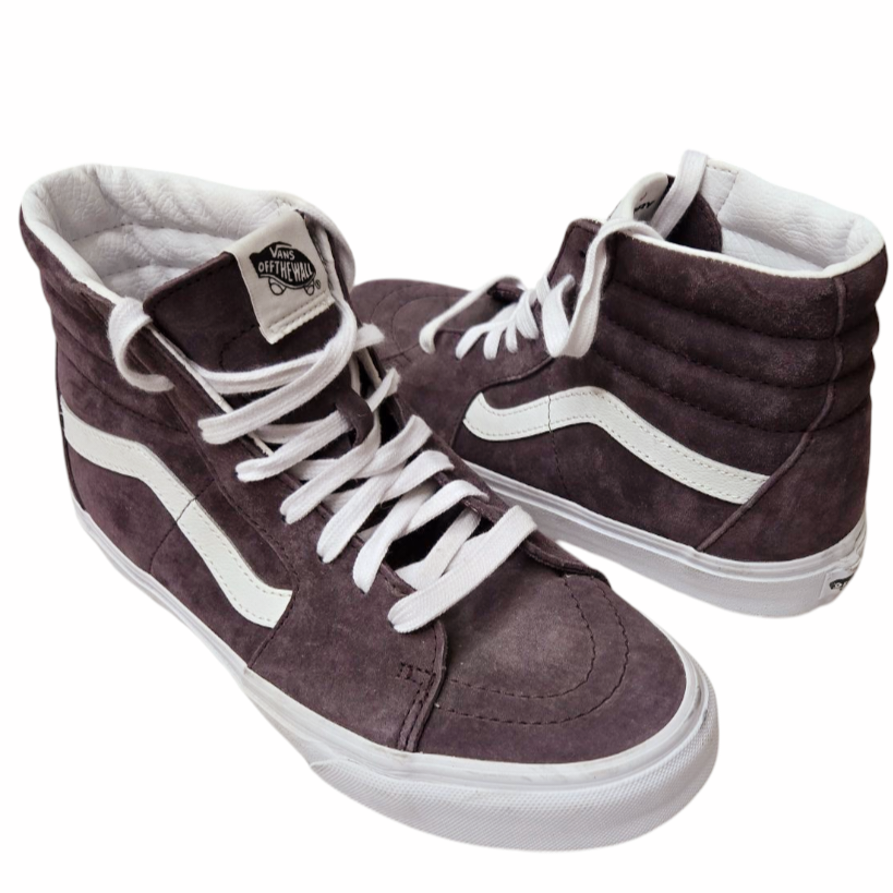 Van's Sk8-Hi Skate Shoe Suede Canvas Casual Sneaker Brown/White (sz M8/W9.5)