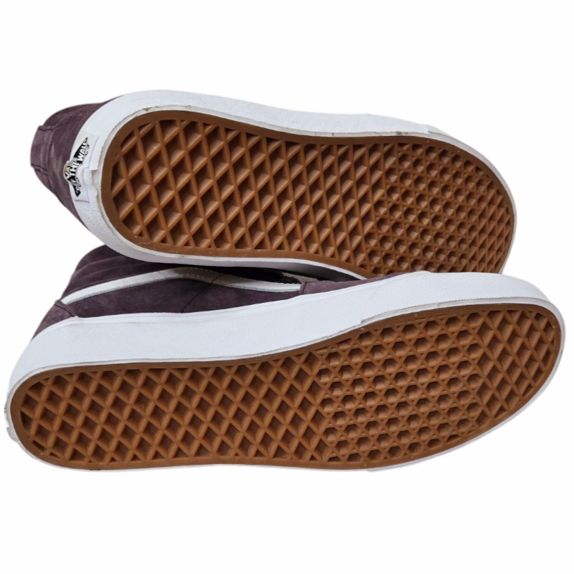 Van's Sk8-Hi Skate Shoe Suede Canvas Casual Sneaker Brown/White (sz M8/W9.5)