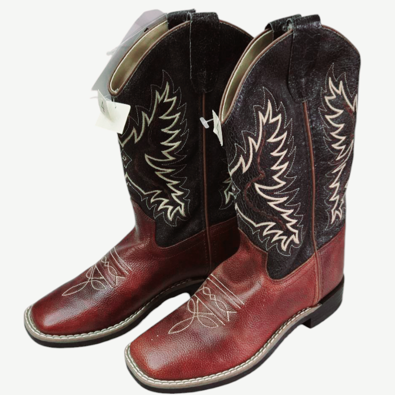 New *Dark Brown Cody James Boys' Ryder Western Boots Square Toe (Size 4D)