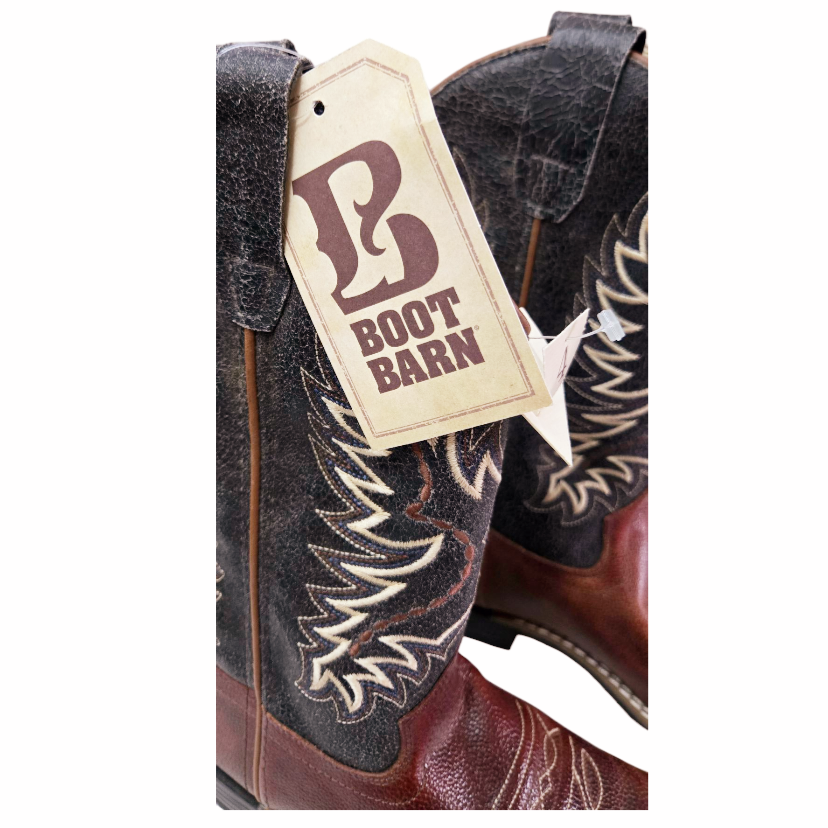 New *Dark Brown Cody James Boys' Ryder Western Boots Square Toe (Size 4D)