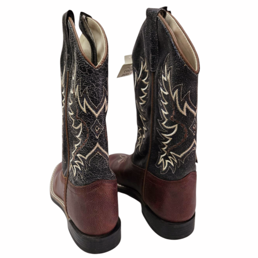 New *Dark Brown Cody James Boys' Ryder Western Boots Square Toe (Size 4D)