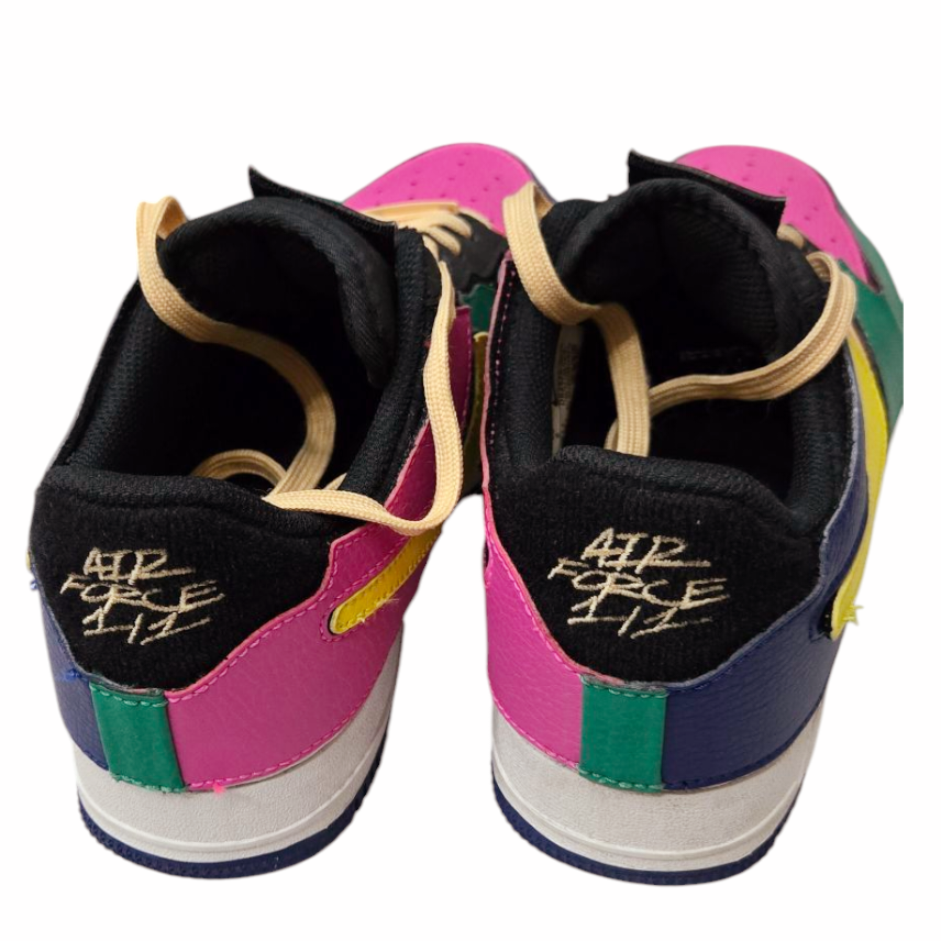 Nike Air Force 1/1 'Black Multi-Color' Patch Sneakers  Sz [M/6 & W/7.5] #DB2576-001