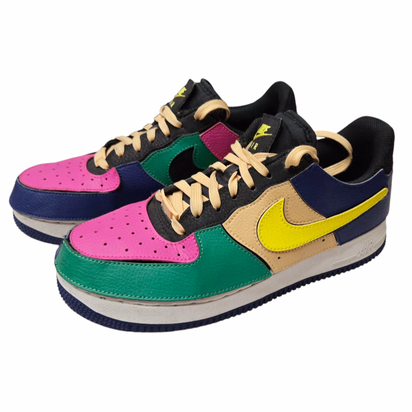 Nike Air Force 1/1 'Black Multi-Color' Patch Sneakers  Sz [M/6 & W/7.5] #DB2576-001