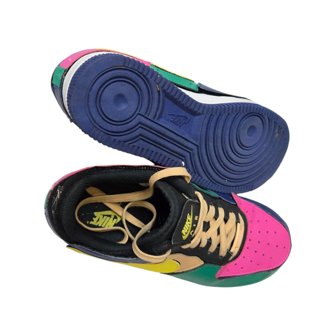 Nike Air Force 1/1 'Black Multi-Color' Patch Sneakers  Sz [M/6 & W/7.5] #DB2576-001