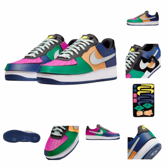 Nike Air Force 1/1 'Black Multi-Color' Patch Sneakers  Sz [M/6 & W/7.5] #DB2576-001
