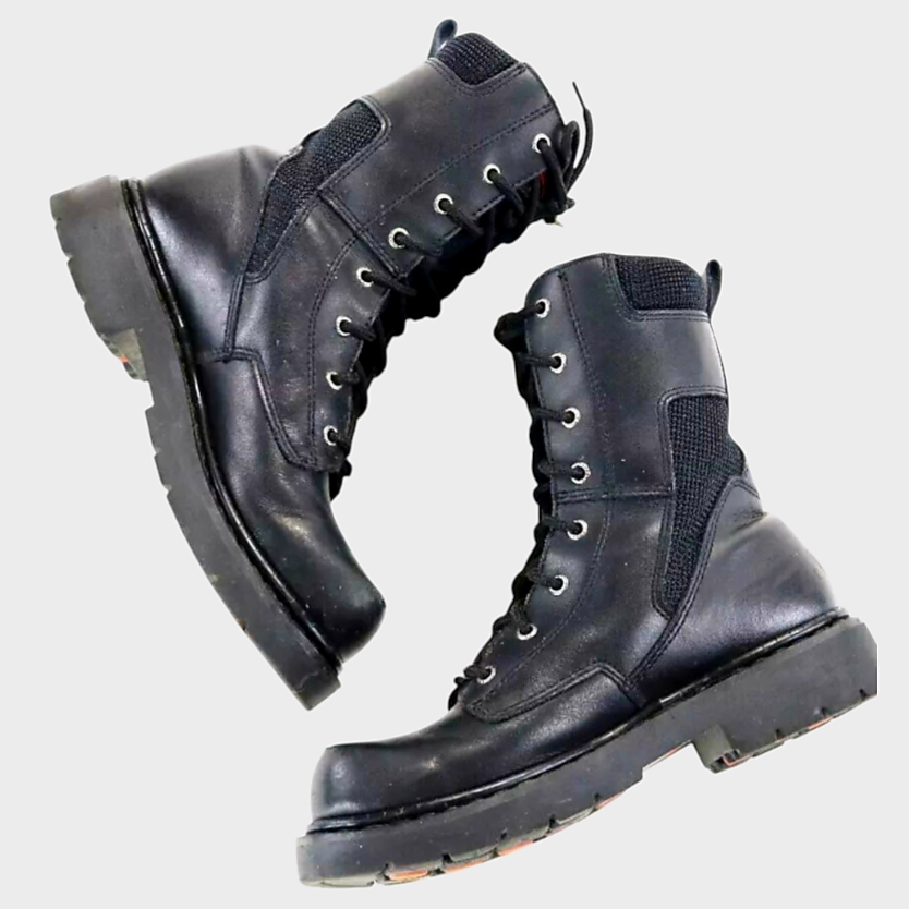 Harley-Davidson Men's Riding Black Leather Boots (11.5) Ankle Zip Lace