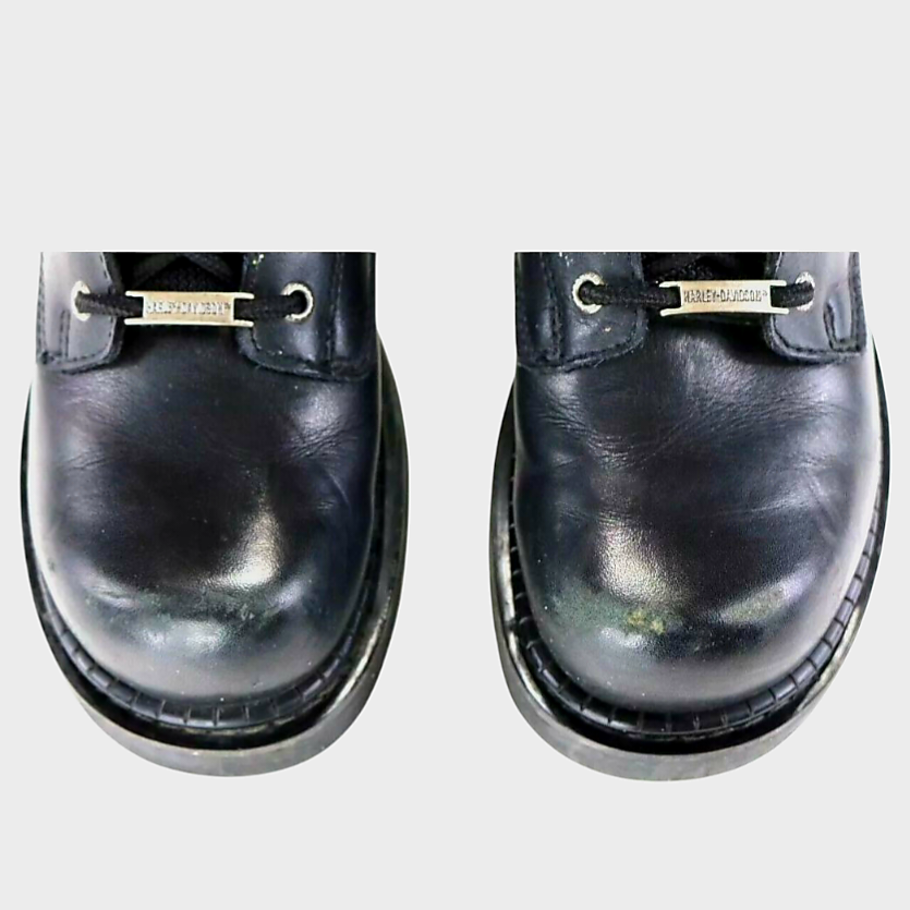Harley-Davidson Men's Riding Black Leather Boots (11.5) Ankle Zip Lace