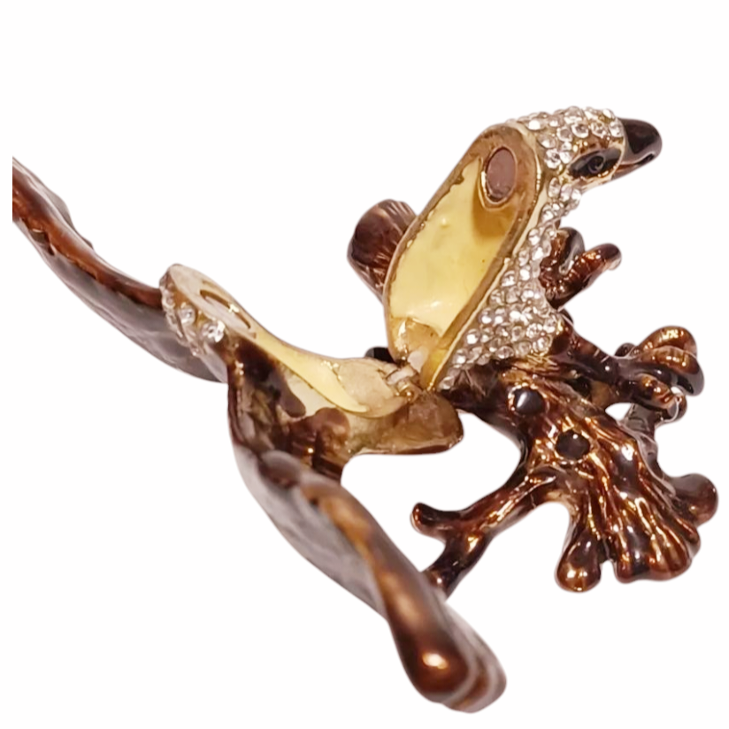 New *Enamel & Swarovski American Bald Eagle Trinket Box Figurine