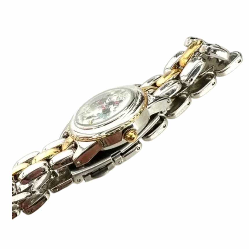 DISNEY *Accutime Watch Minnie Mouse Blue Skirt w/Date Stainless Steel in Box