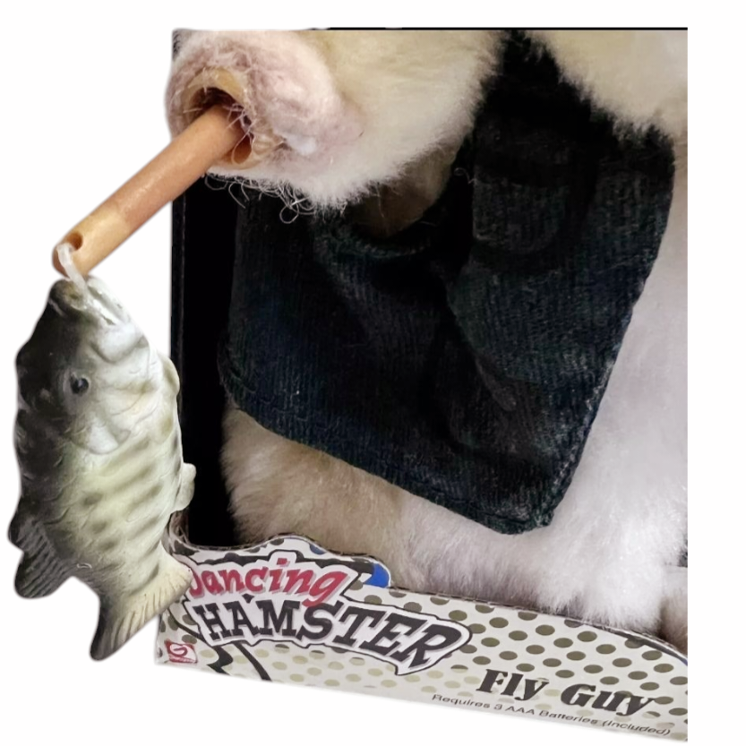 NIB *Dancing Hamster Fishing "Fly Guy" Dances Plays Song Gemmy (2003)