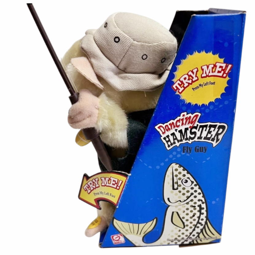 NIB *Dancing Hamster Fishing "Fly Guy" Dances Plays Song Gemmy (2003)