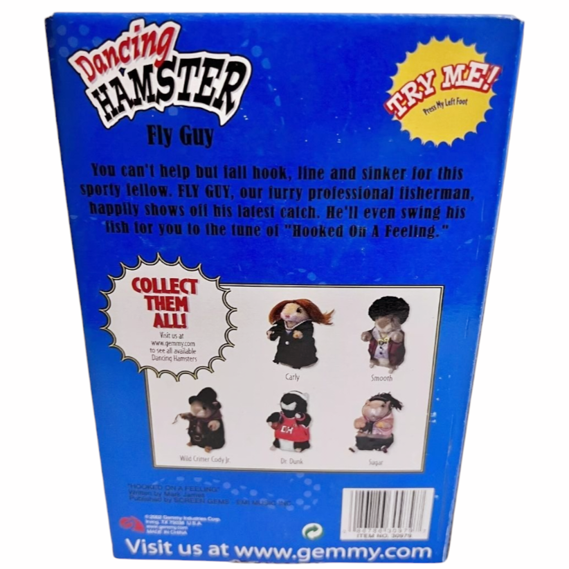 NIB *Dancing Hamster Fishing "Fly Guy" Dances Plays Song Gemmy (2003)