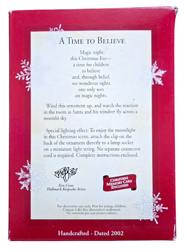 NIB *Hallmark Keepsake Ornament 'A Time To Believe' Windup Movement 2002