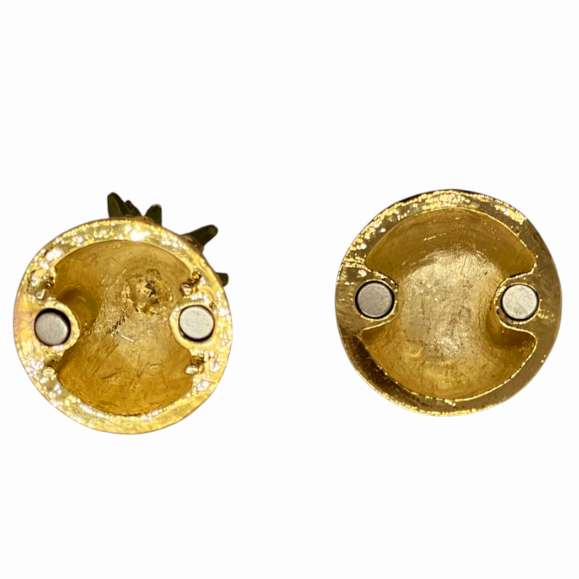 Bejeweled Enameled Minature *PINEAPPLE Magnetic Figural Trinket Pill Box