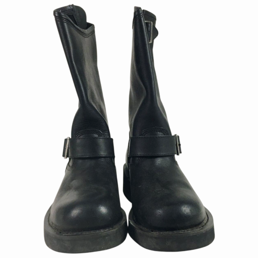 Great *Harley-Davidson Black Leather Motorcycle Boots Harness Biker (sz 8) #91135