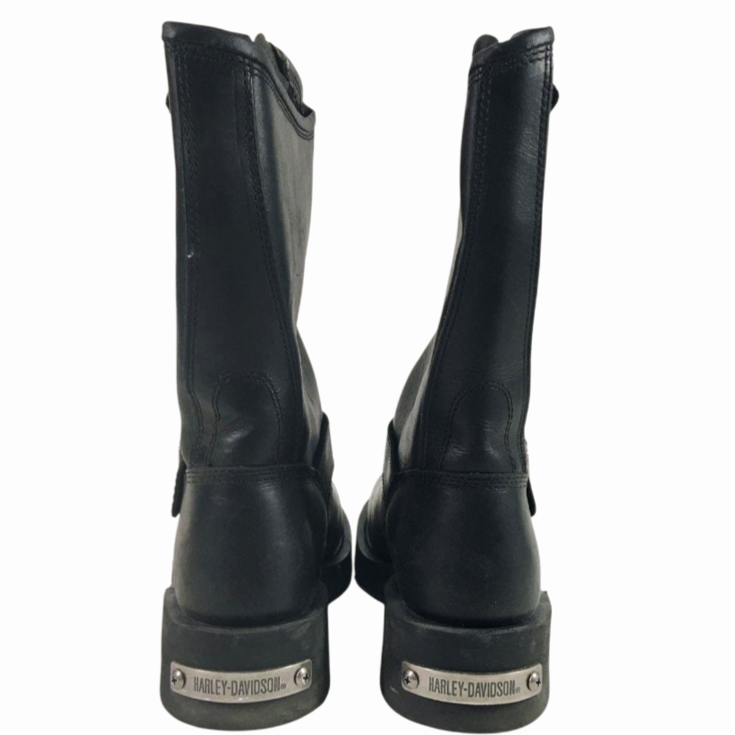 Great *Harley-Davidson Black Leather Motorcycle Boots Harness Biker (sz 8) #91135