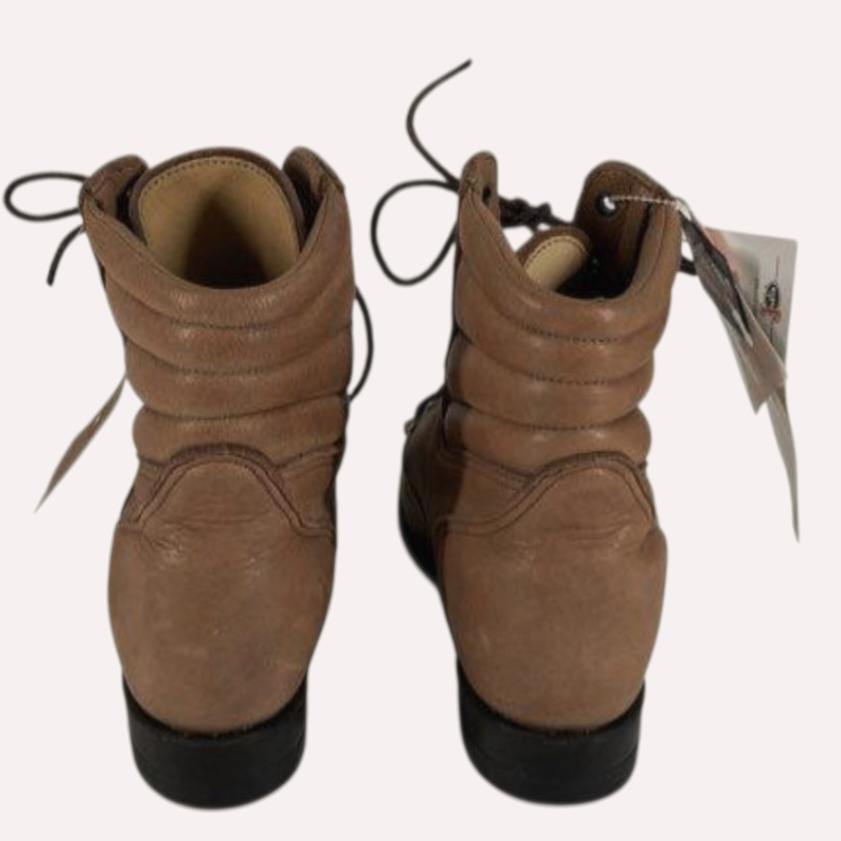 NWT *Justin Brown Leather Double Comfort Lace-up Ankle Women (6B) <$189>