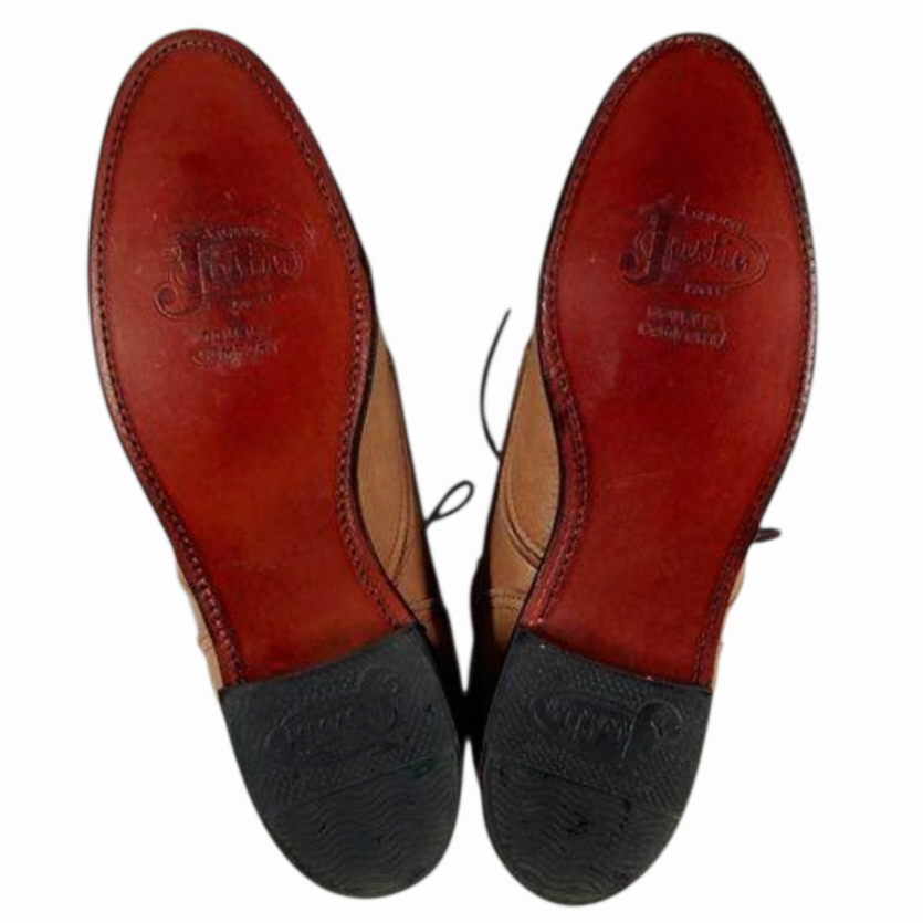 NWT *Justin Brown Leather Double Comfort Lace-up Ankle Women (6B) <$189>