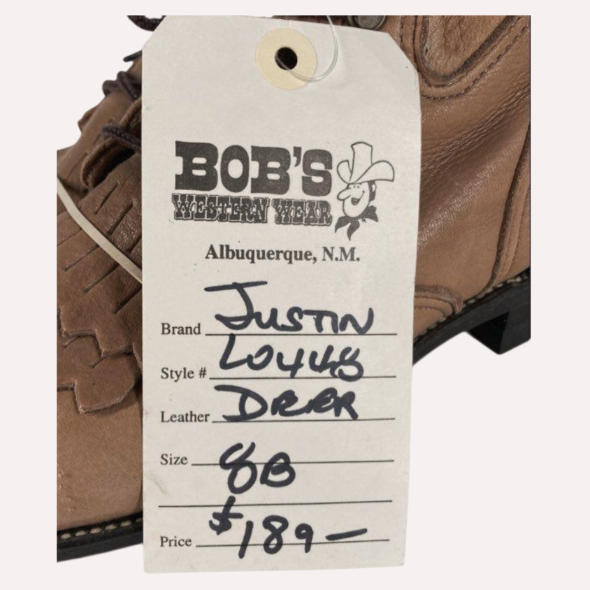 NWT *Justin Brown Leather Double Comfort Lace-up Ankle Women (6B) <$189>