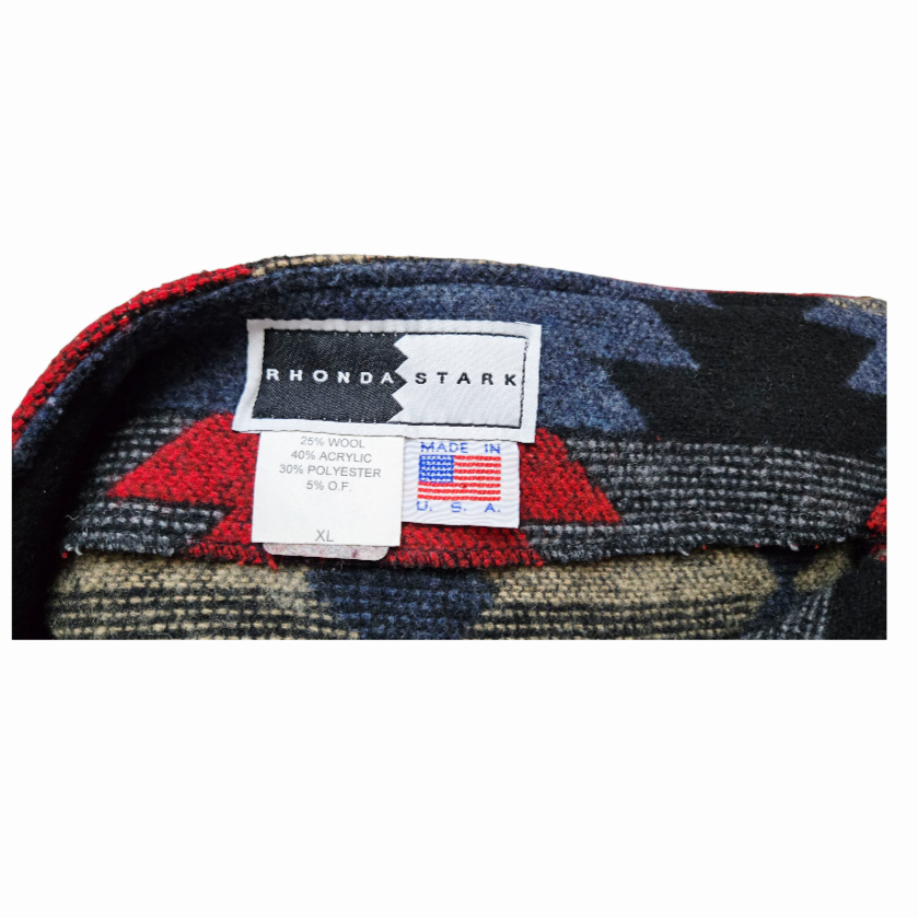 Rhonda Stark *Native SW Wool Blend Skirt w/ Silver Stamped Buttons (sz XL)