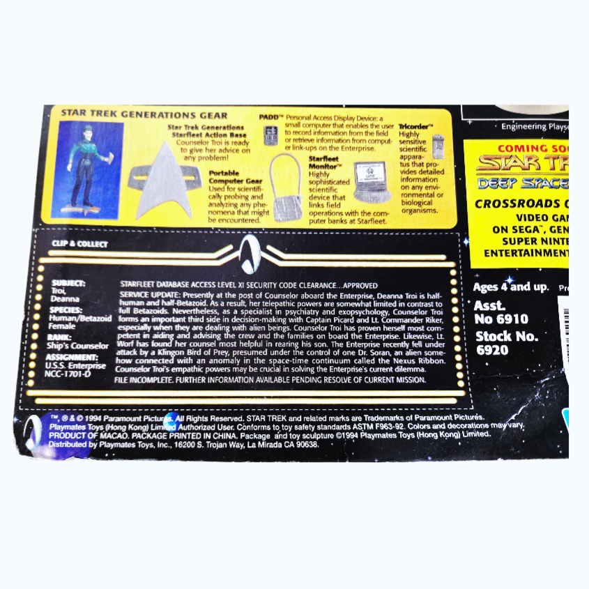 NIB *Star Trek Generations "DEANNA TROI" Action Figure Playmates 1994