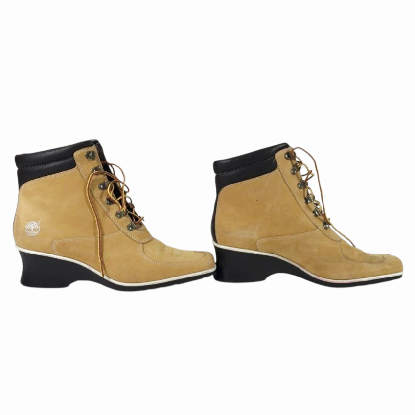 NWT *Timberland Tan Leather Women Lace-up Wedge Ankle Boot (10M)
